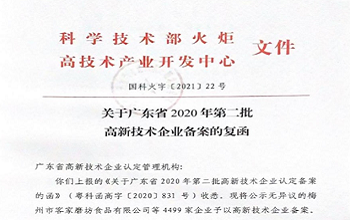 喜報(bào)！慶祝我司獲得國家高新技術(shù)企業(yè)認(rèn)定